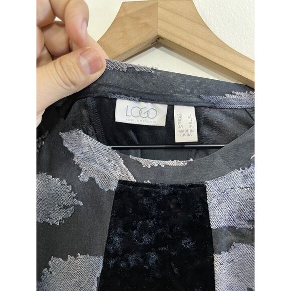 Burnout Crushed Velvet Mixed Media Whimsygoth Witchy Fairygoth Tunic Top L Boho - Picture 3 of 14